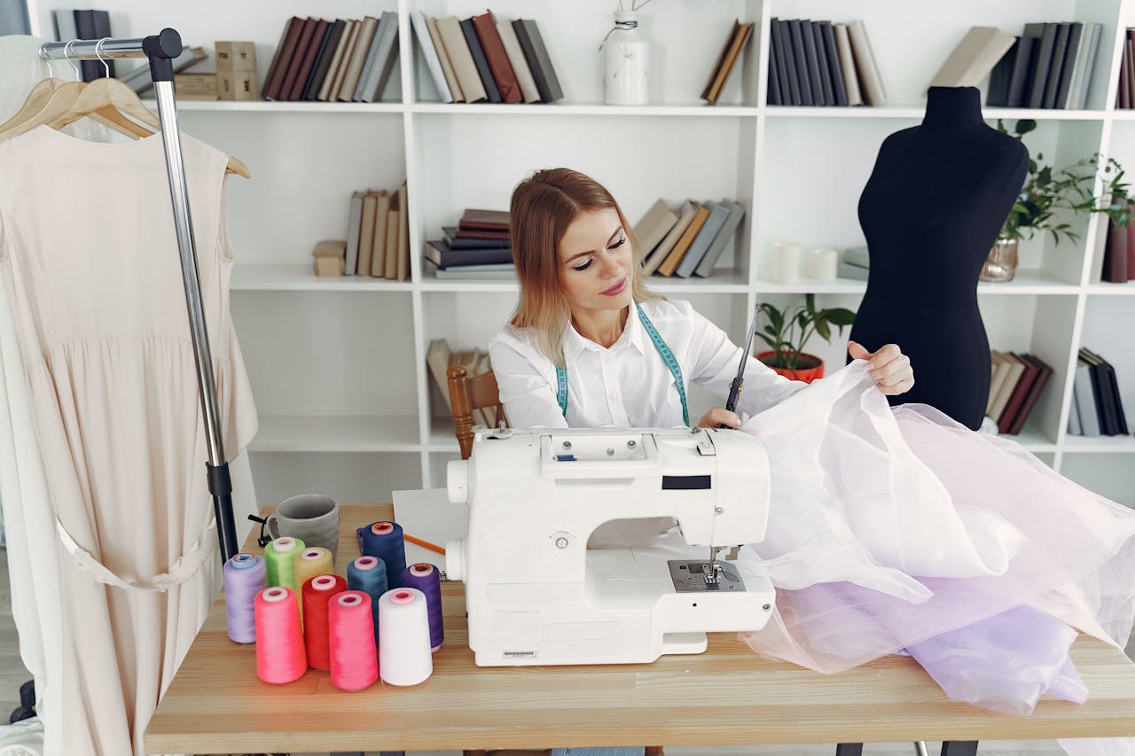 Professional tailoring team working on garment alterations
